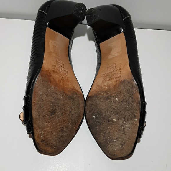 Corello black leather croco print heels - Picture 5 of 8